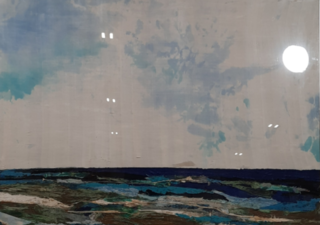 Kunstwerk, zijde collage, Maya Wildevuur, Noordzee